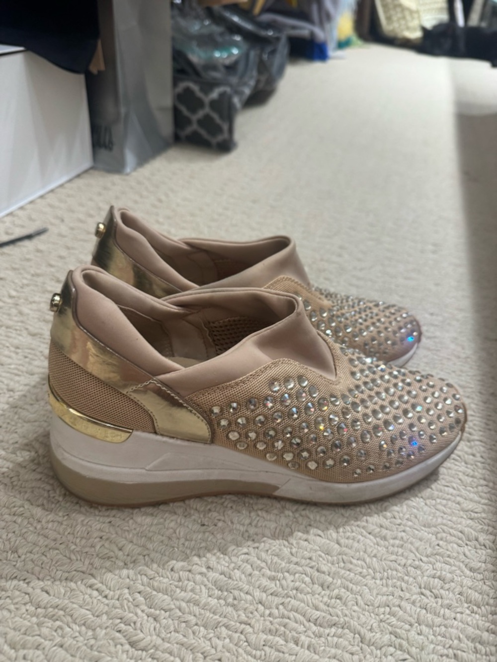 Michael Kors Nude Slip-On Crystal Embellished Sneakers